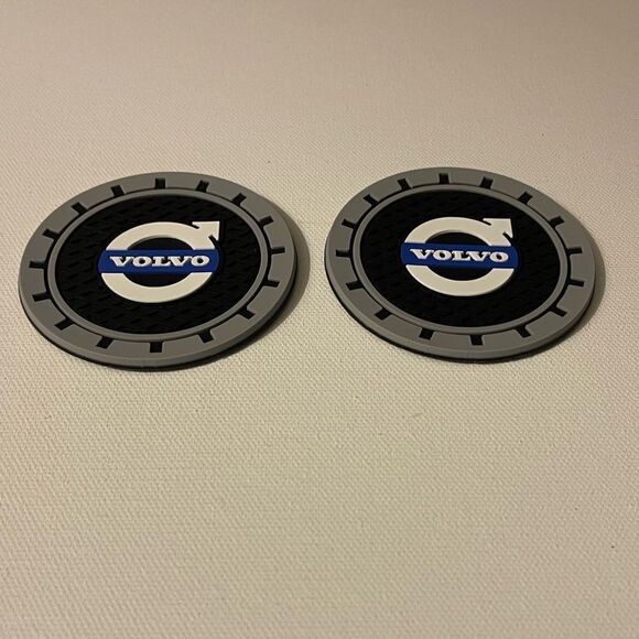 Volvo car cup Coasters in black and gray. Set of 2 NWT - Picture 5 of 7